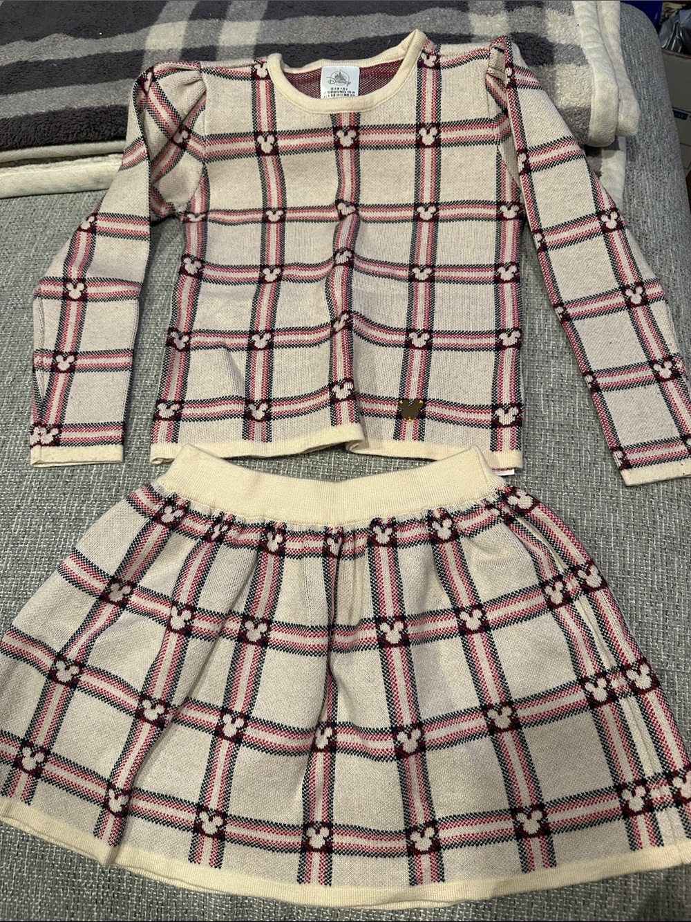 Mickey Mouse Icon Holiday Plaid Knit Top and Skirt Set for Kids
